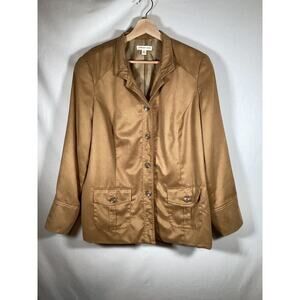 Coldwater‎ Creek Faux Suede Tan Womens Jacket Blazer Size 18
